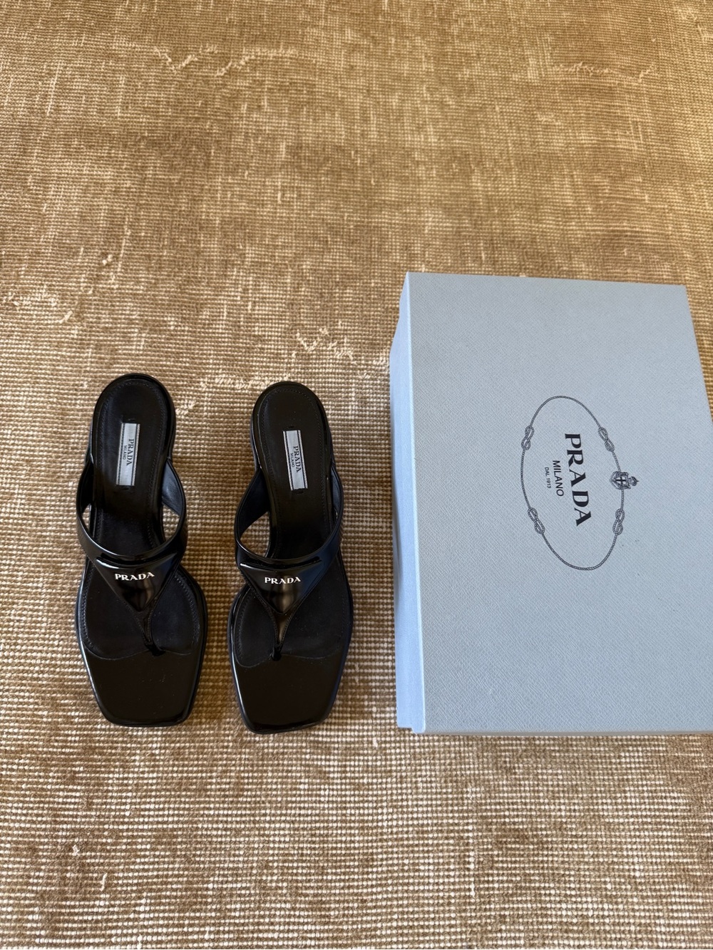 Prada leather thong sandals